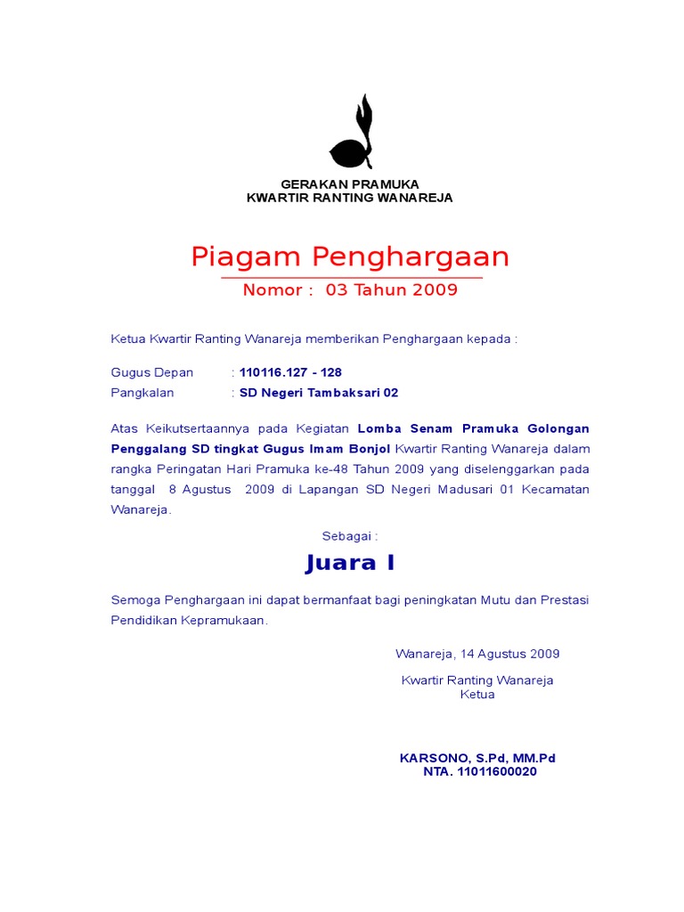 Piagam Pramuka | PDF