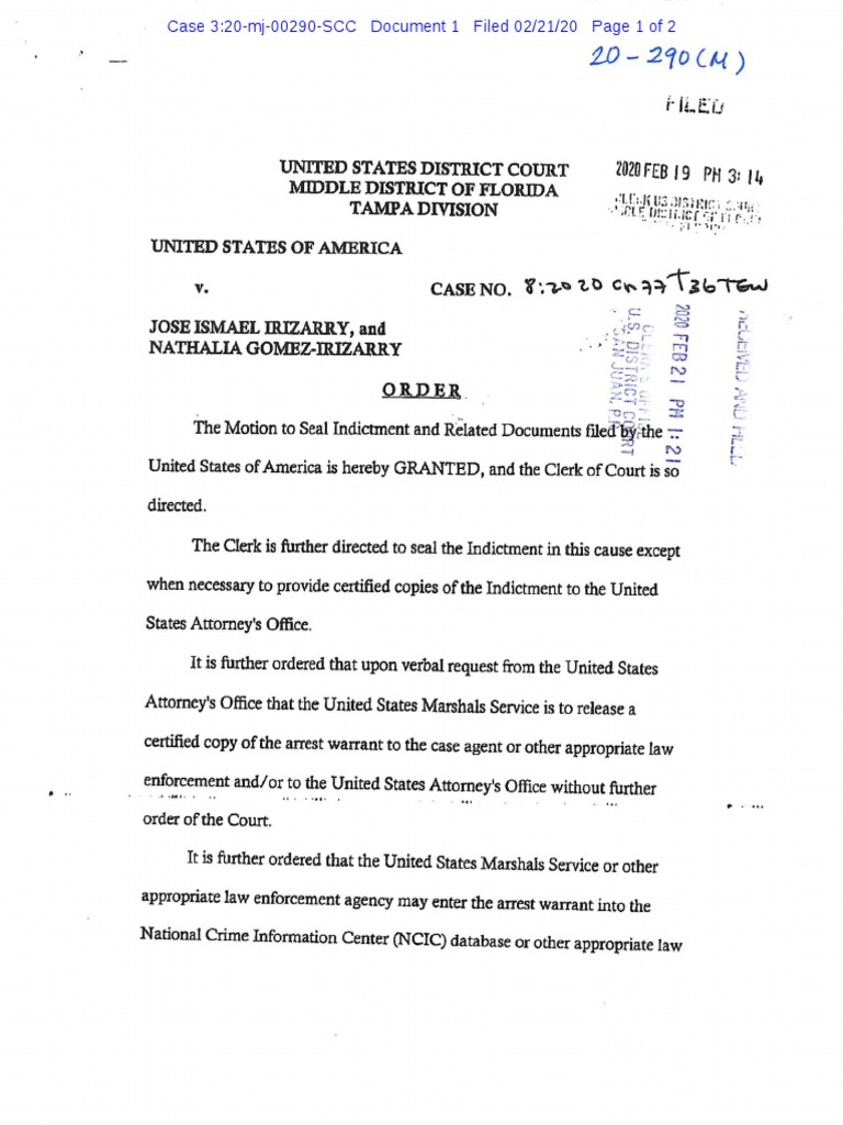 Federal Indictment of Jose Irizarry and Nathalia GomezIrizarry PDF