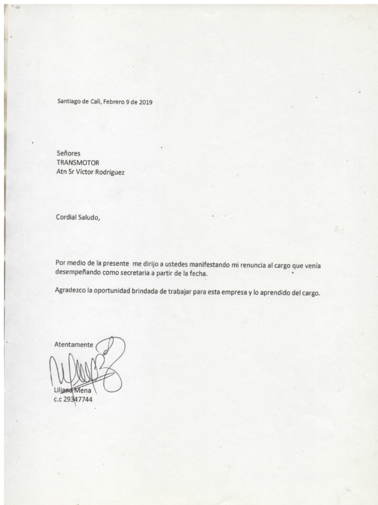 Carta Renuncia