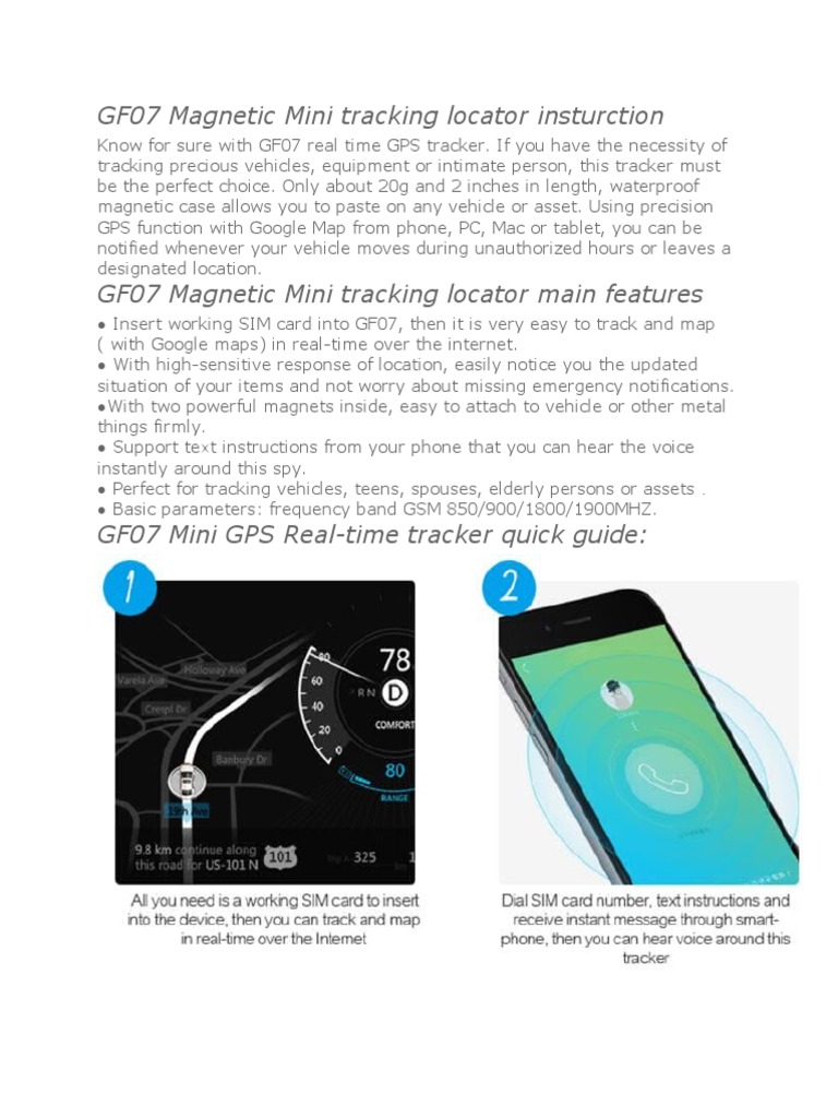 GF07 GPS Tracker User Manual | PDF