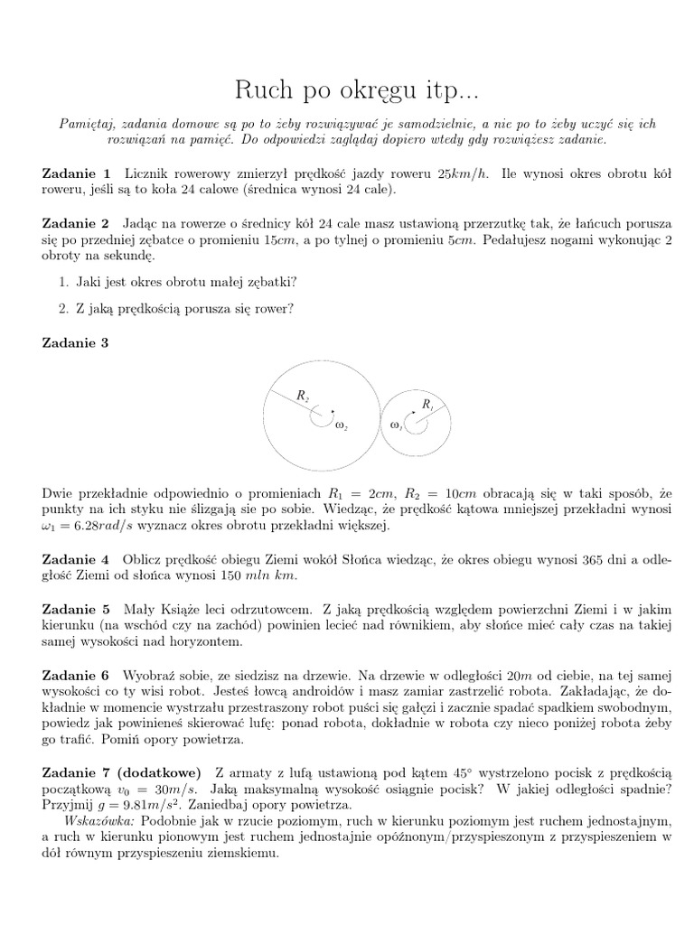 Ruch Po Okręgu Sprawdzian Liceum Pdf