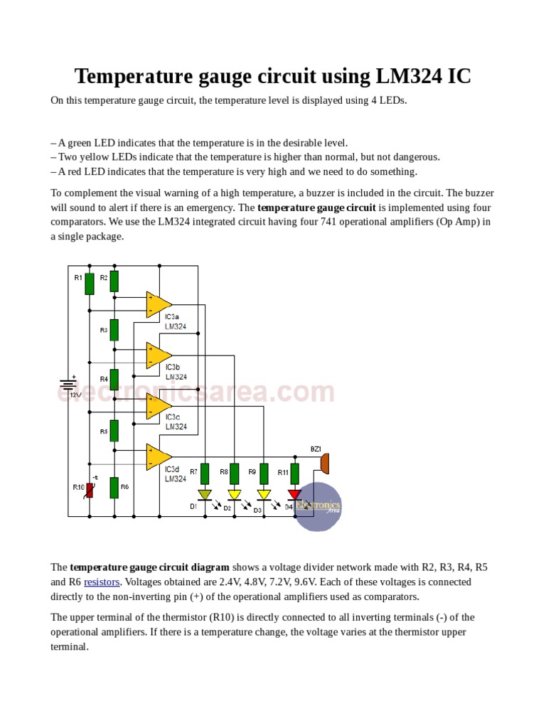 Temperature Gauge Circuit Using LM324 IC PDF