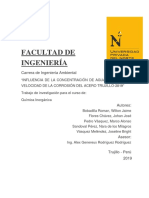 Influencia concentración agua salina corrosión acero