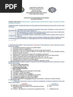 CHAPTER TEST IN READING & WRITING (Paragraph Development)