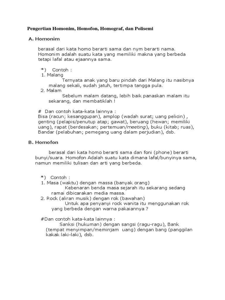 Homonim Hipernim Polisemi Docx