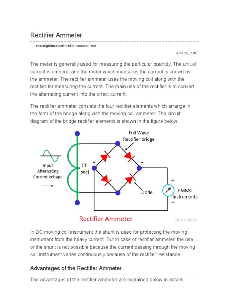 What Is A Rectifier Ammeter Advantages & Explanation Circuit Globe
