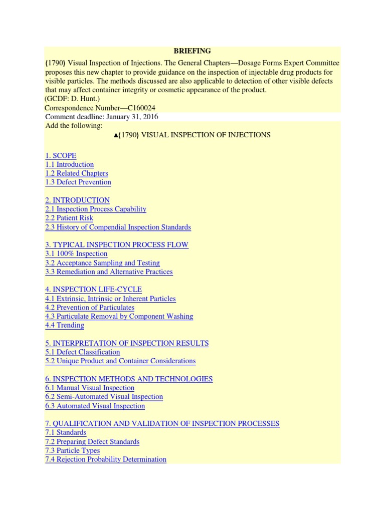 USP Visual Inspection PDF Pharmaceutical Formulation Particulates
