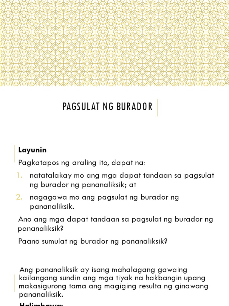 DPagsulat NG Burador | PDF