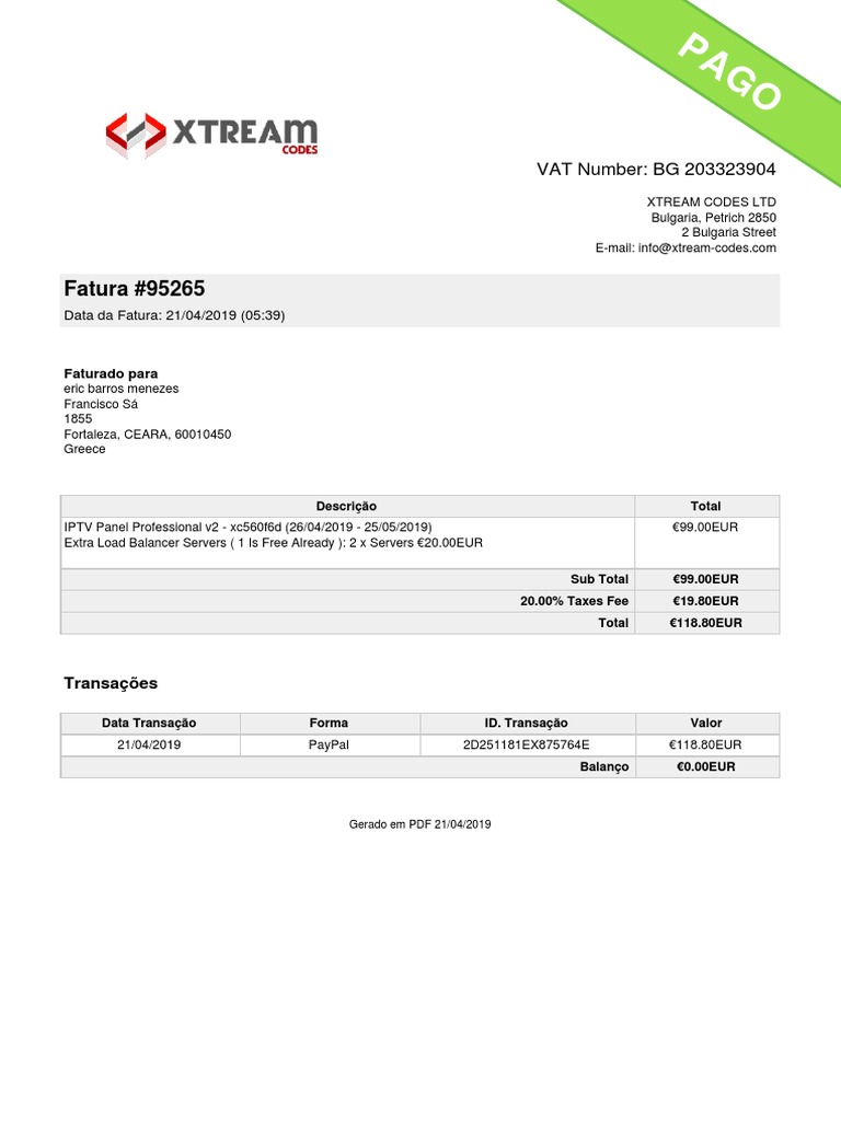 Fatura Painel Xtream Business Computing And Information Technology