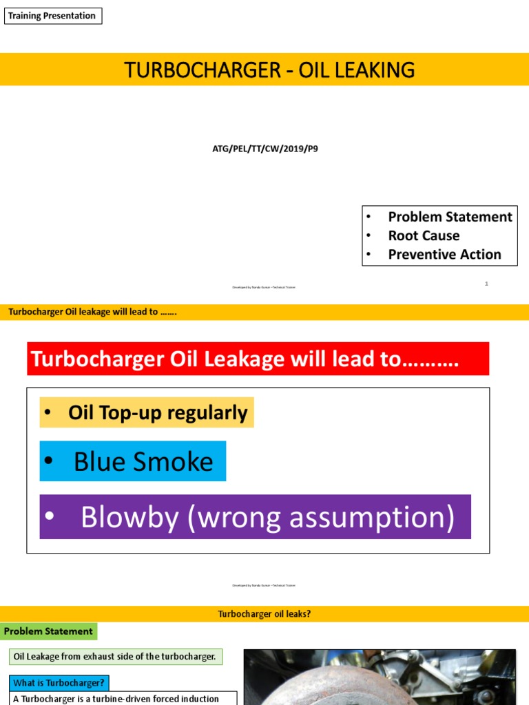 Turbocharger Oil Leaking Training Presentation PDF Turbocharger