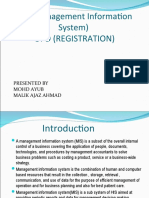 MIS (Management Information System) Opd (Registration) : Presented by Mohd Ayub Malik Ajaz Ahmad