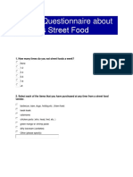 Filipino S Street Food Questionnaire