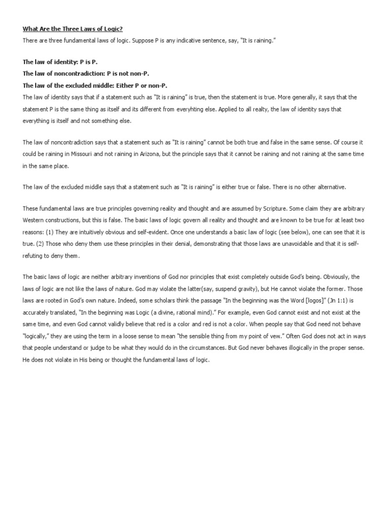 3 Laws Of Logic Pdf Pdf Logic Metaphilosophy
