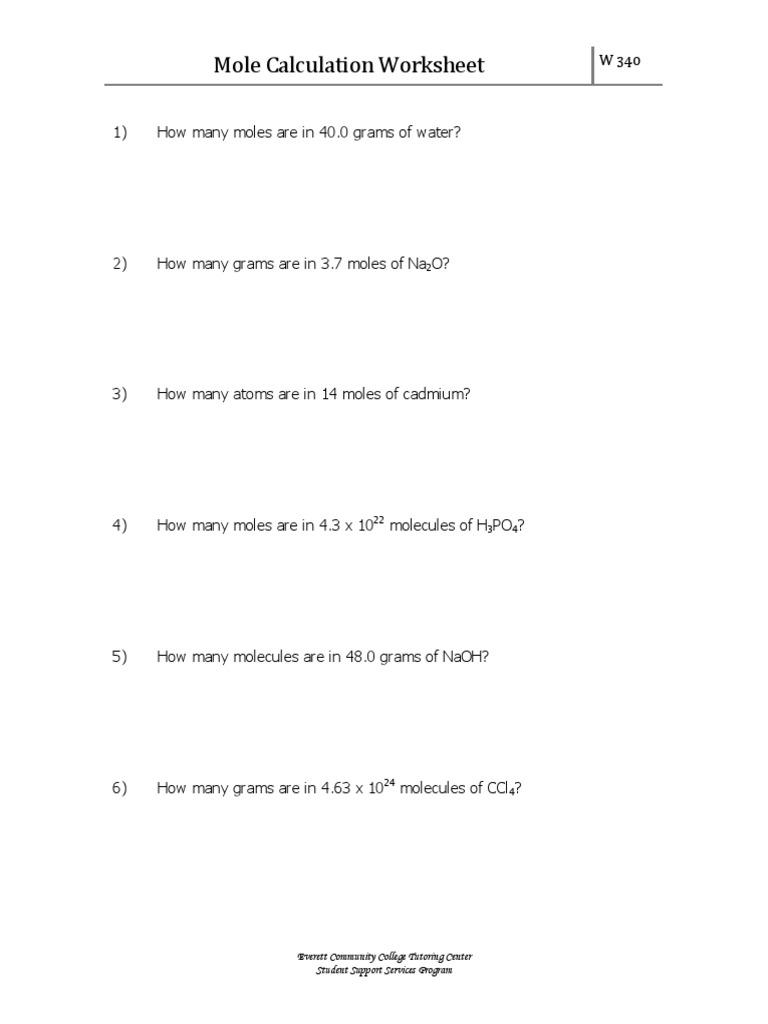 w22 Mole Calculations Worksheet 22  PDF Regarding Mole Worksheet 1