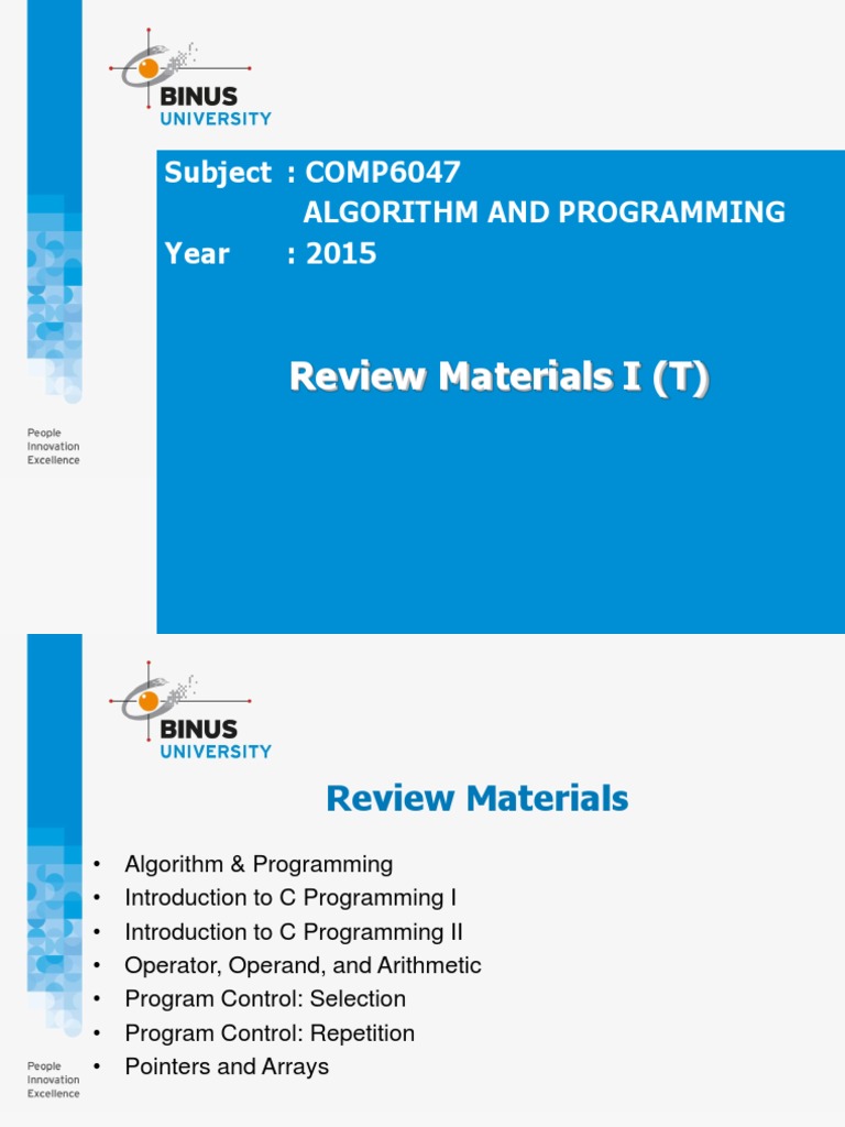 COMP6047 Algorithm & Programming Review | PDF | Computers