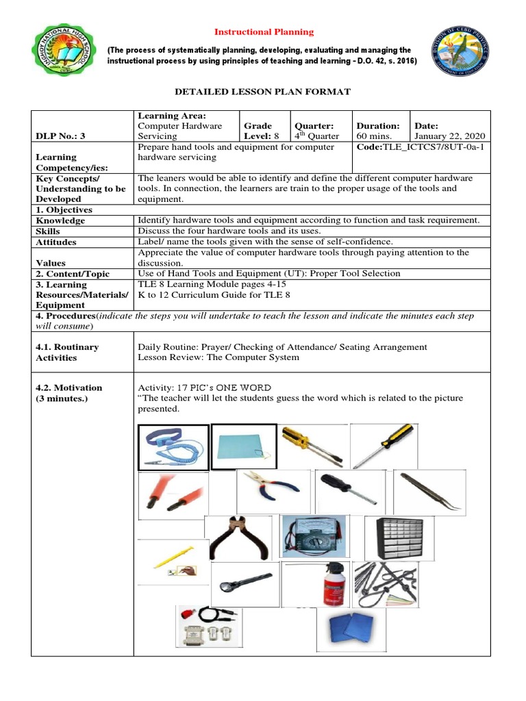 Grade 8 Computer Hardware Tools Lesson | PDF