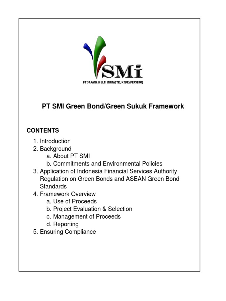 PT SMI Green Bond Framework Overview | PDF