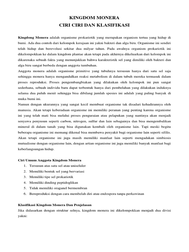 Kingdom Monera | PDF