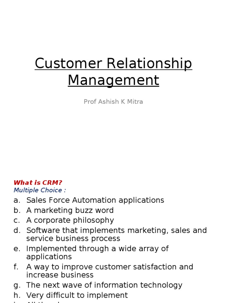 Understanding Customer Relationship Management | PDF | Strategic ...