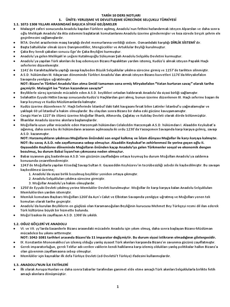 10 sinif tarih ders notu pdf