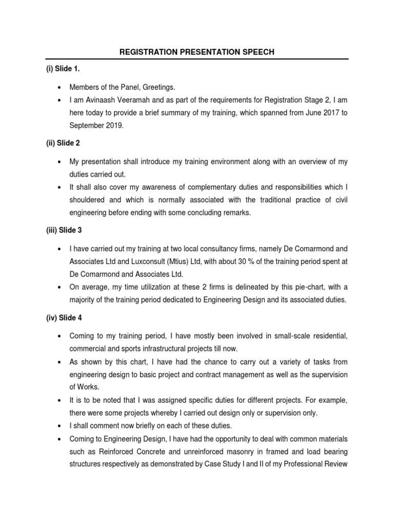 Registration Presentation Speech | PDF