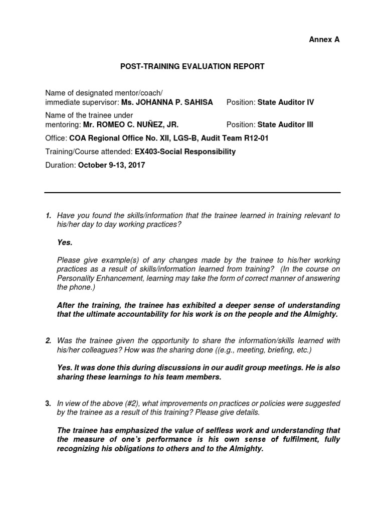 Post-Training Impact on Auditors | PDF | Business