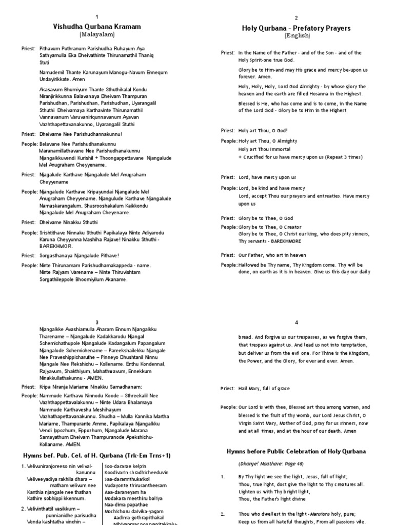 Qurbanakramam English And Malayalam Pdf