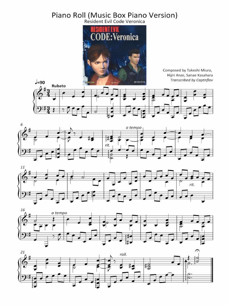 A Moment of Relief (Save Room Theme) - Resident Evil: Code Veronica - Piano  Sheet music for Piano (Solo) Easy