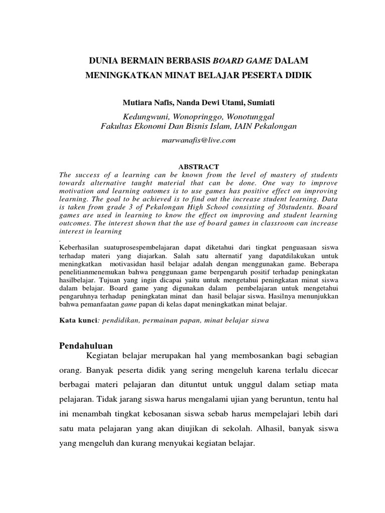 Contoh Jurnal Penelitian Simple | PDF