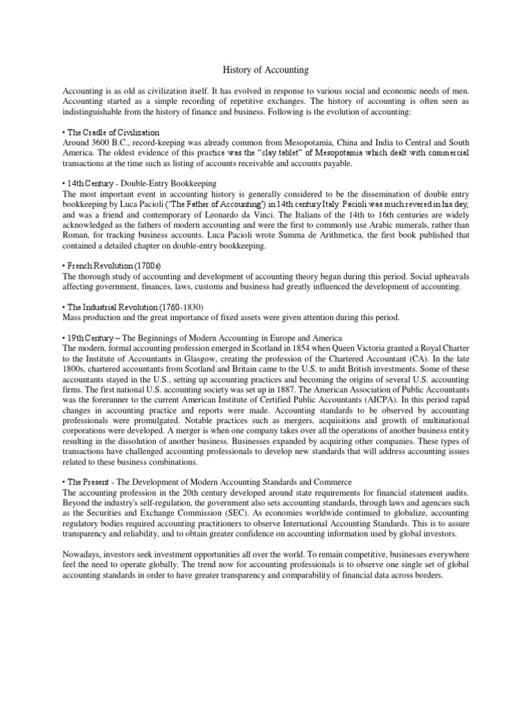 Evolution of Accounting Through History | PDF | Politics