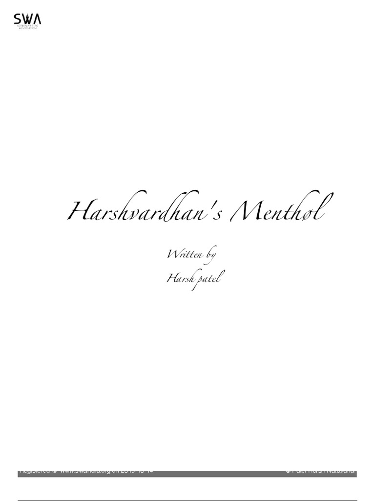 Harshvardhan's Menthol / Hindi Movie Script / Comedy PDF