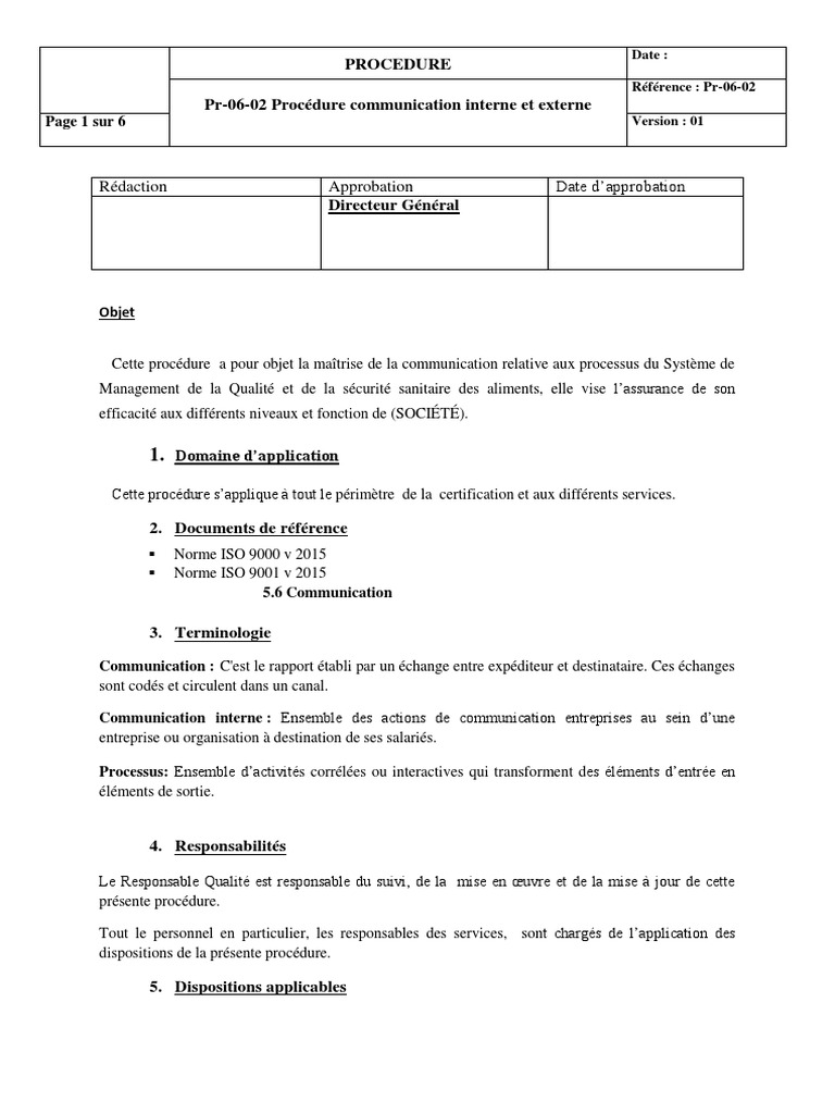 Procédure de Communication Interne et Externe | PDF