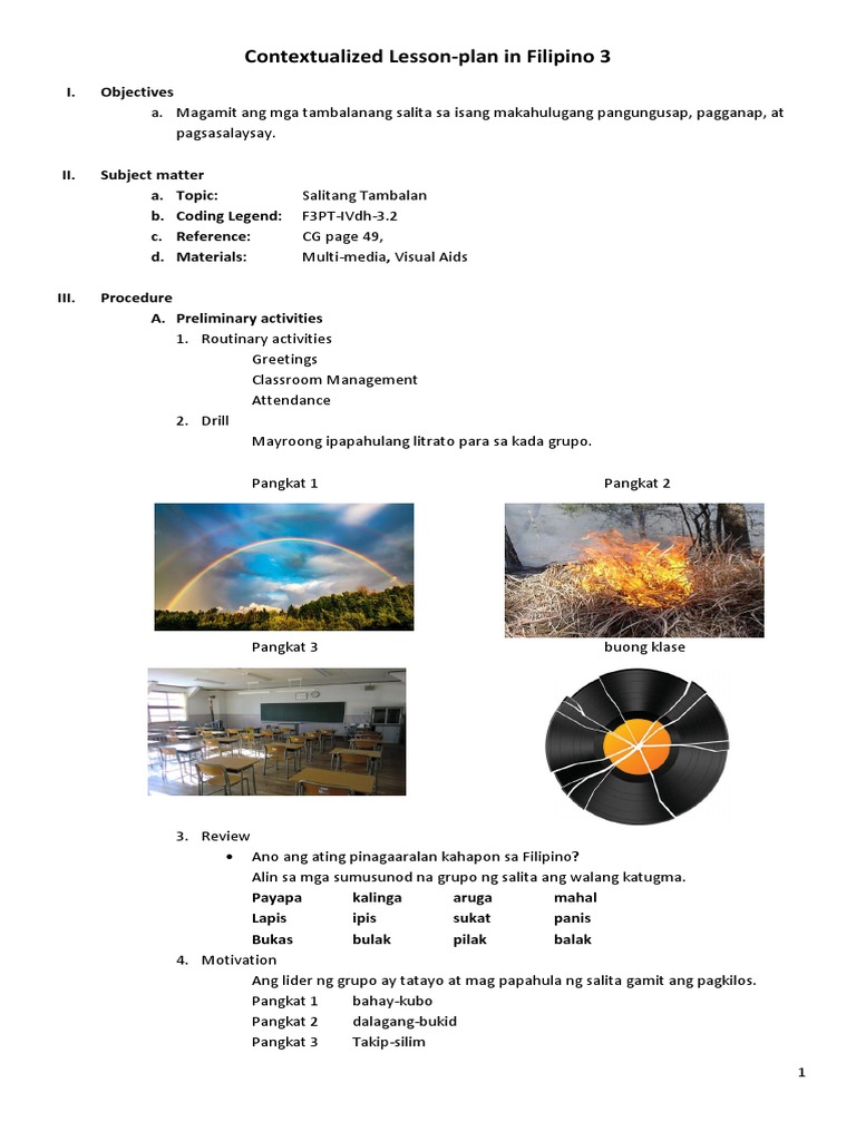 Contextualized Lesson-PLAN C.O.filipino 3 4th Q | PDF
