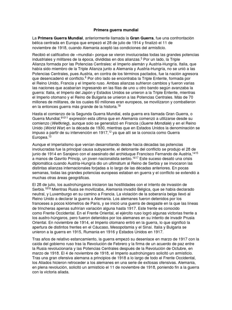 Impacto Global de la Primera Guerra Mundial | PDF | Viajes y turismo