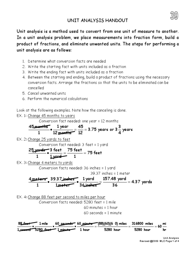 Unit Analysis: Conversion Techniques | PDF