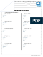 Atividade de Matematica Expressoes Numericas 5 Ou 6 Ano Respostas