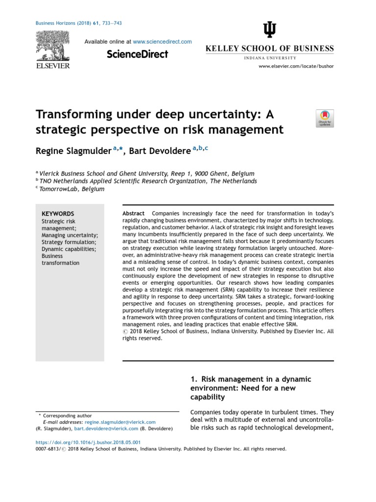 Strategic Risk Management in Uncertainty | PDF | Strategic Management ...