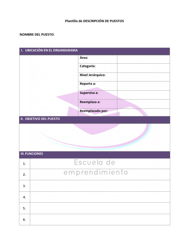 Plantilla de Descripción de Puestos | PDF | Crecimiento personal y ...