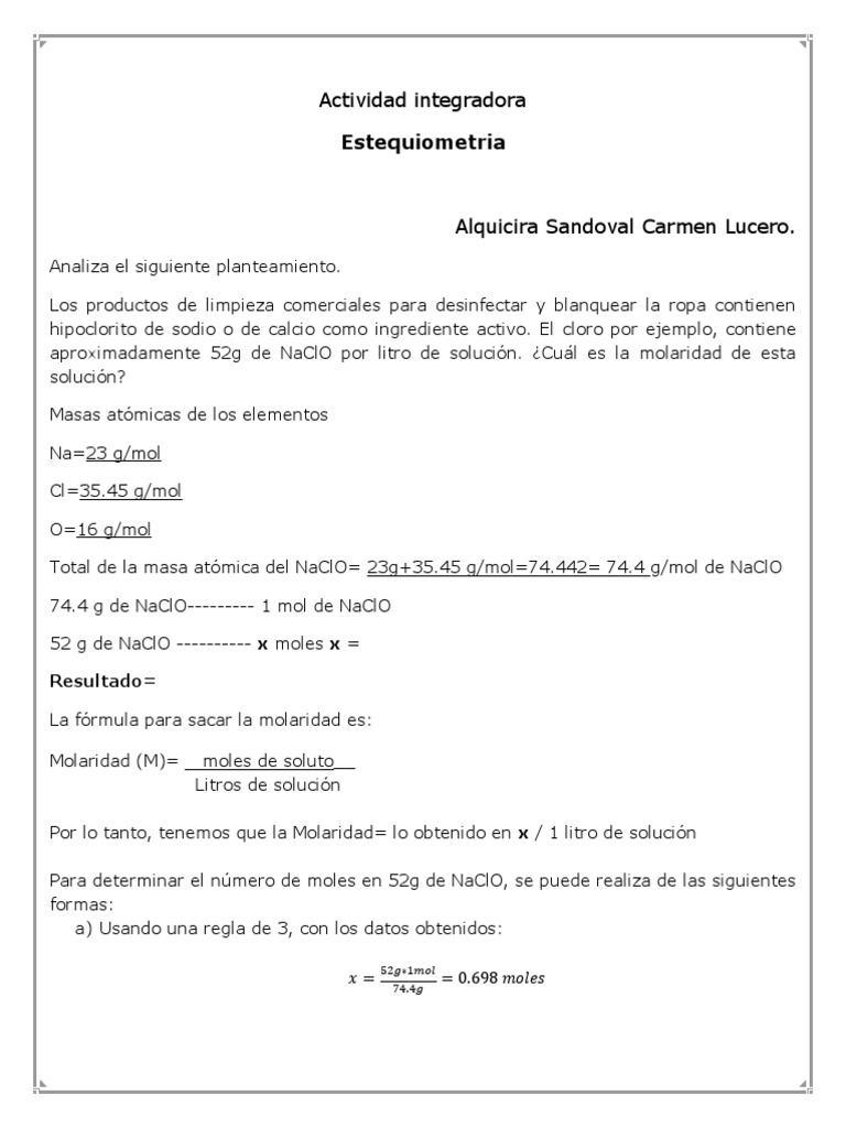 Aplicaciones de la estequiometría en la