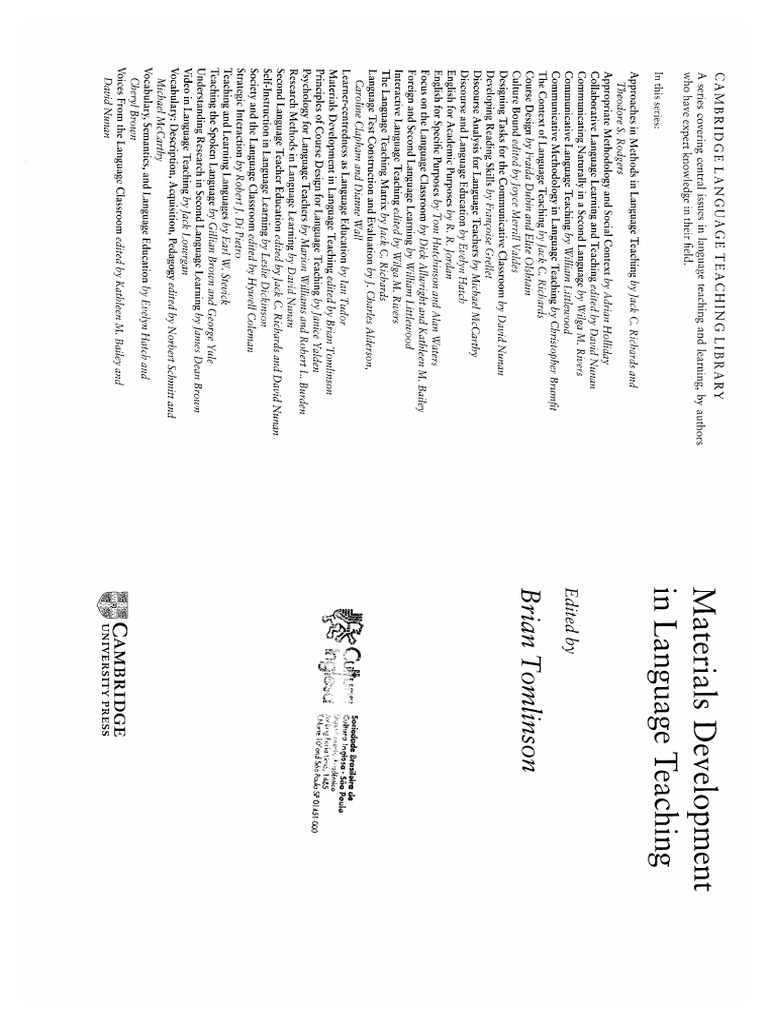Tomlinson 1998 Materials Development in Language Teaching | PDF