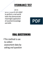 Performance Test & Oral Questioning