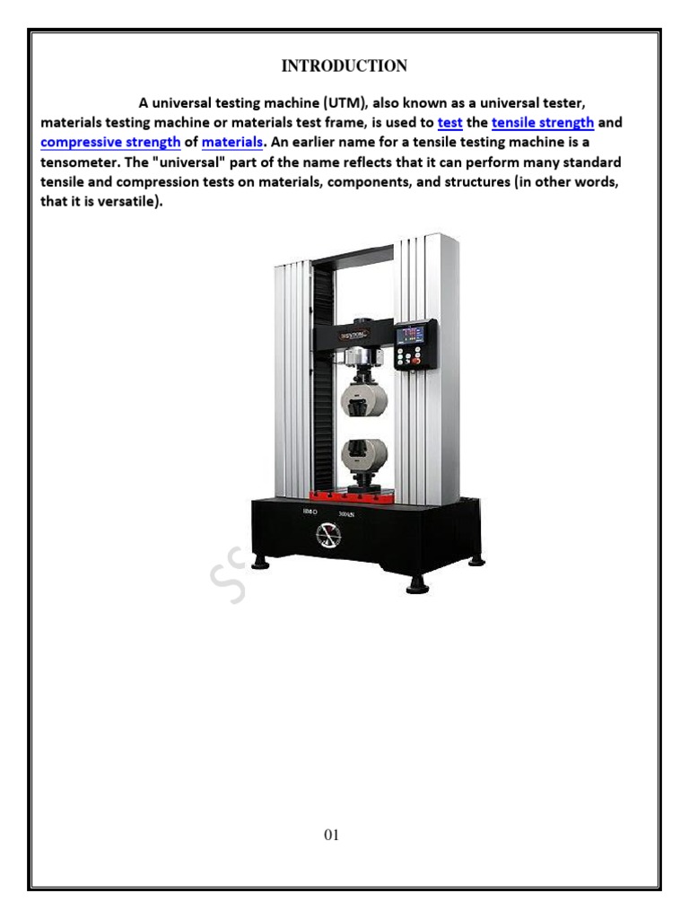 Universal Testing Machine Overview | PDF | Deformation (Engineering ...