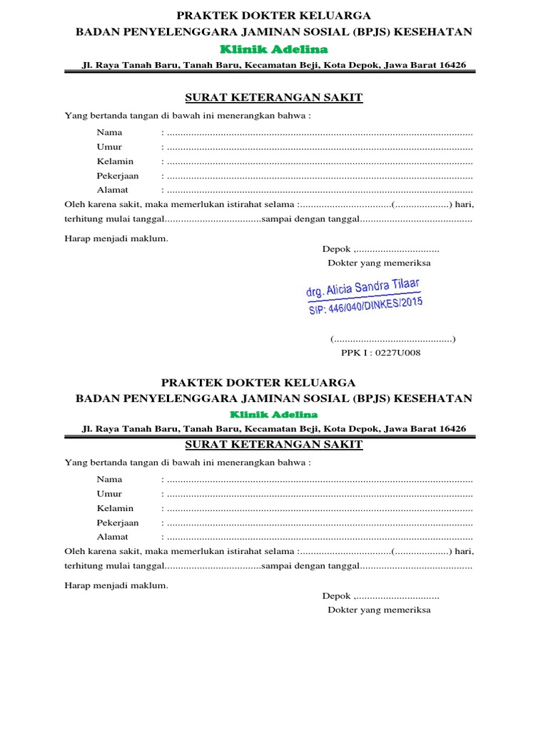 Surat Dokter Adelina