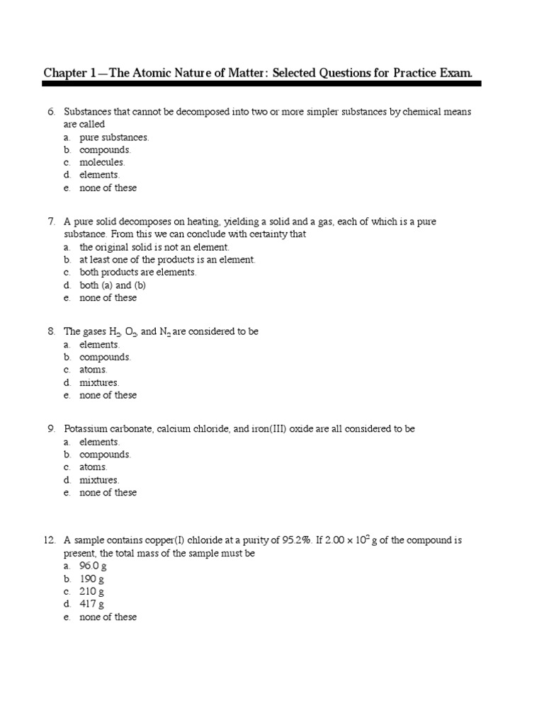 Exam 1 Practice Qs Pdf Mole Unit Sulfur Dioxide