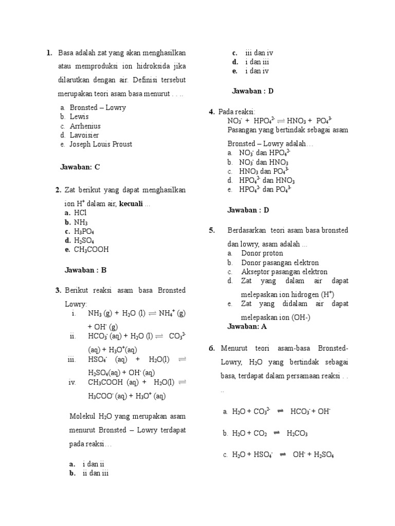 Asam Basa Soal Dan Pembahasan Pdf