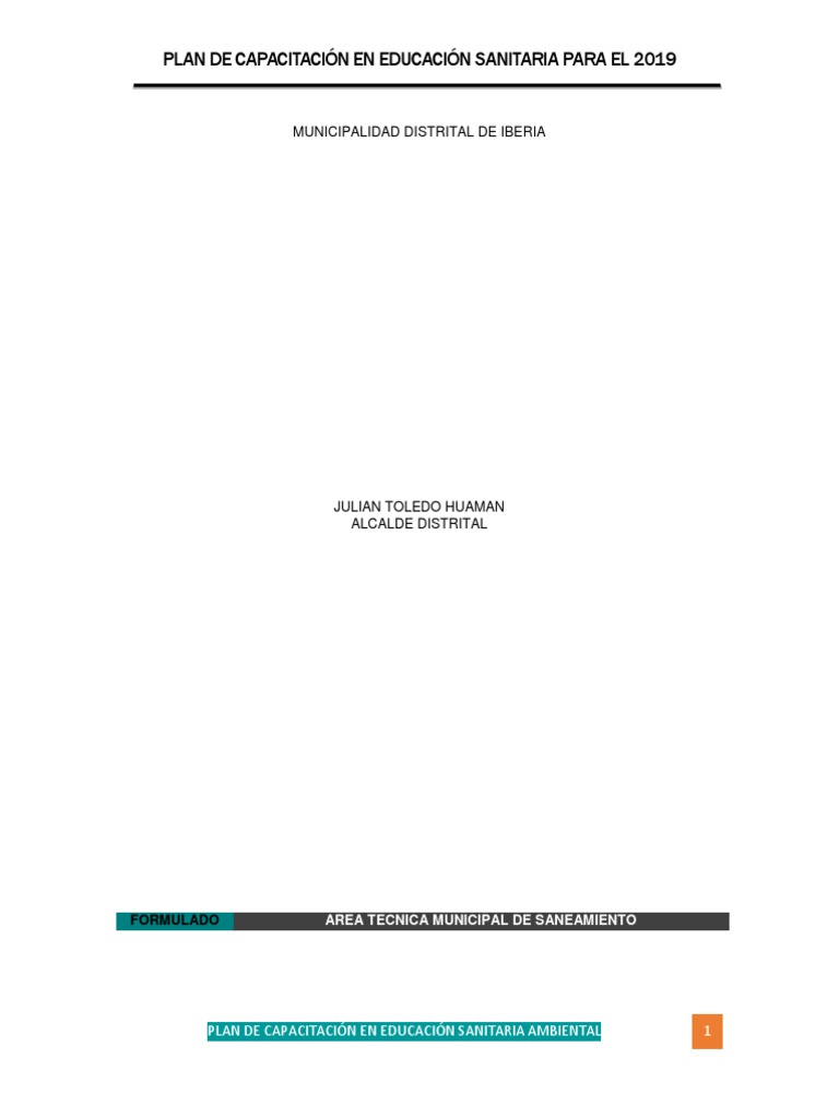 Plan de Educación Sanitaria-Iberia-MODELO FINAL | PDF | Agua | Saneamiento