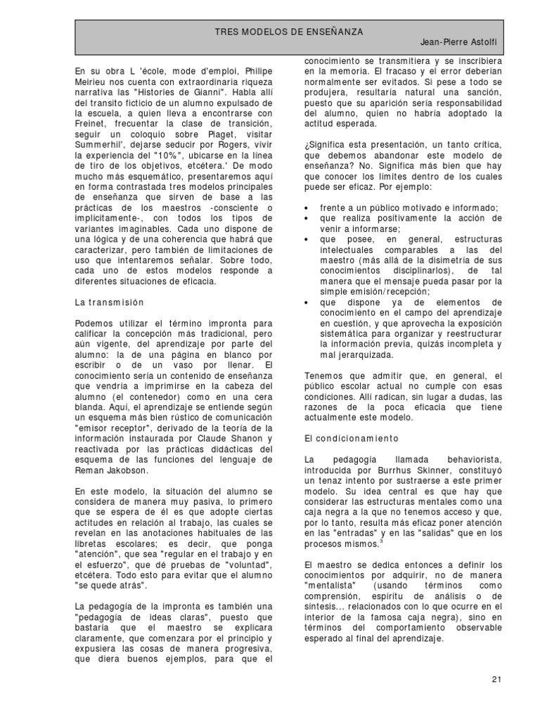 Tres Modelos de Enseñanza | PDF | Constructivismo (filosofía de la ...