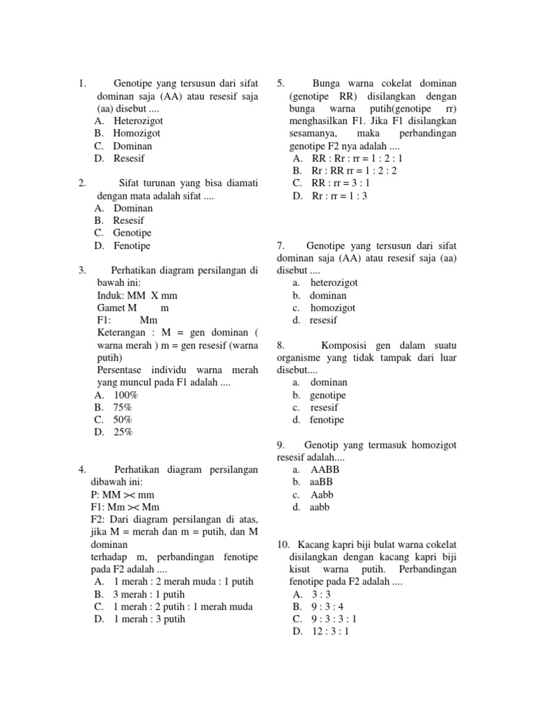 Soal Kls 9 Cab Genetika Docx
