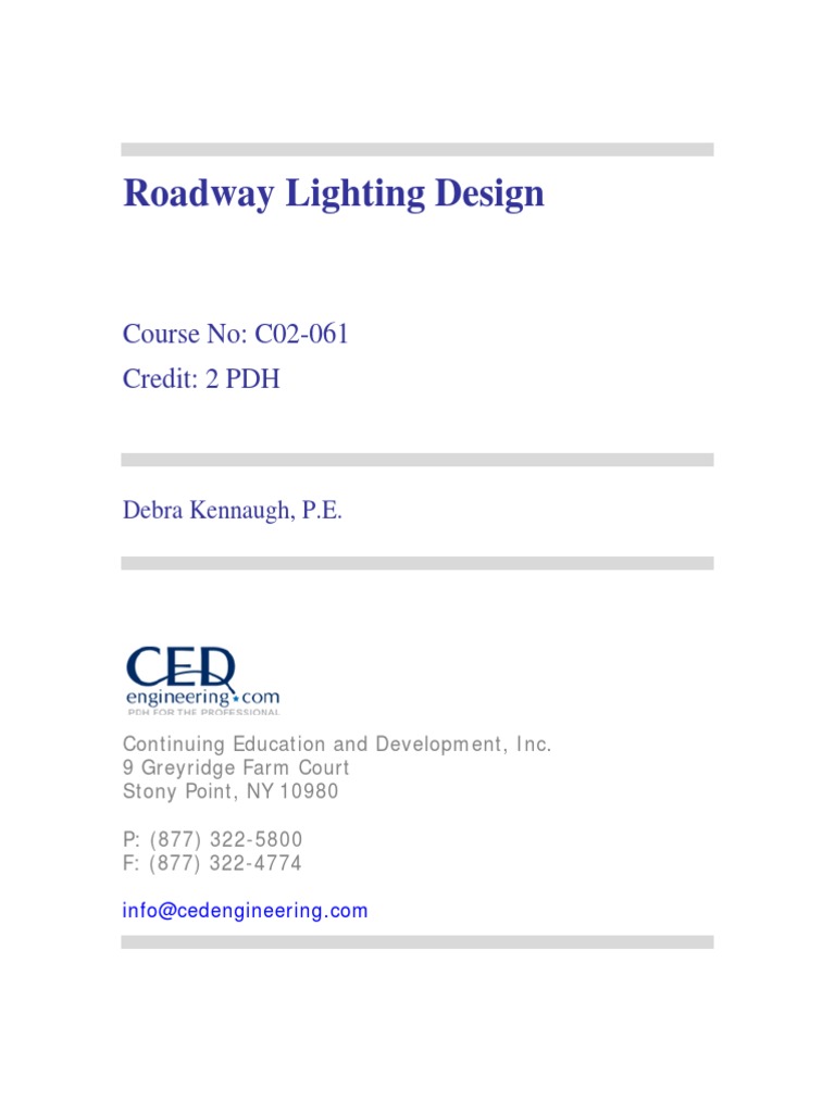 P. Roadway Lighting Design PDF Incandescent Light Bulb