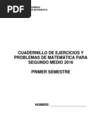 Cuadernillo de Matemática II Medio Primer Semestre 2016